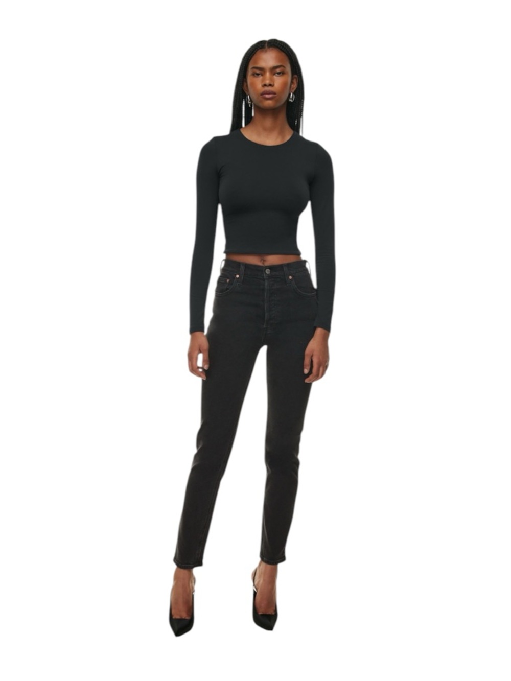 Aritzia Denim Forum The Yoko High Rise Slim 28L Jeans in Black Size 24